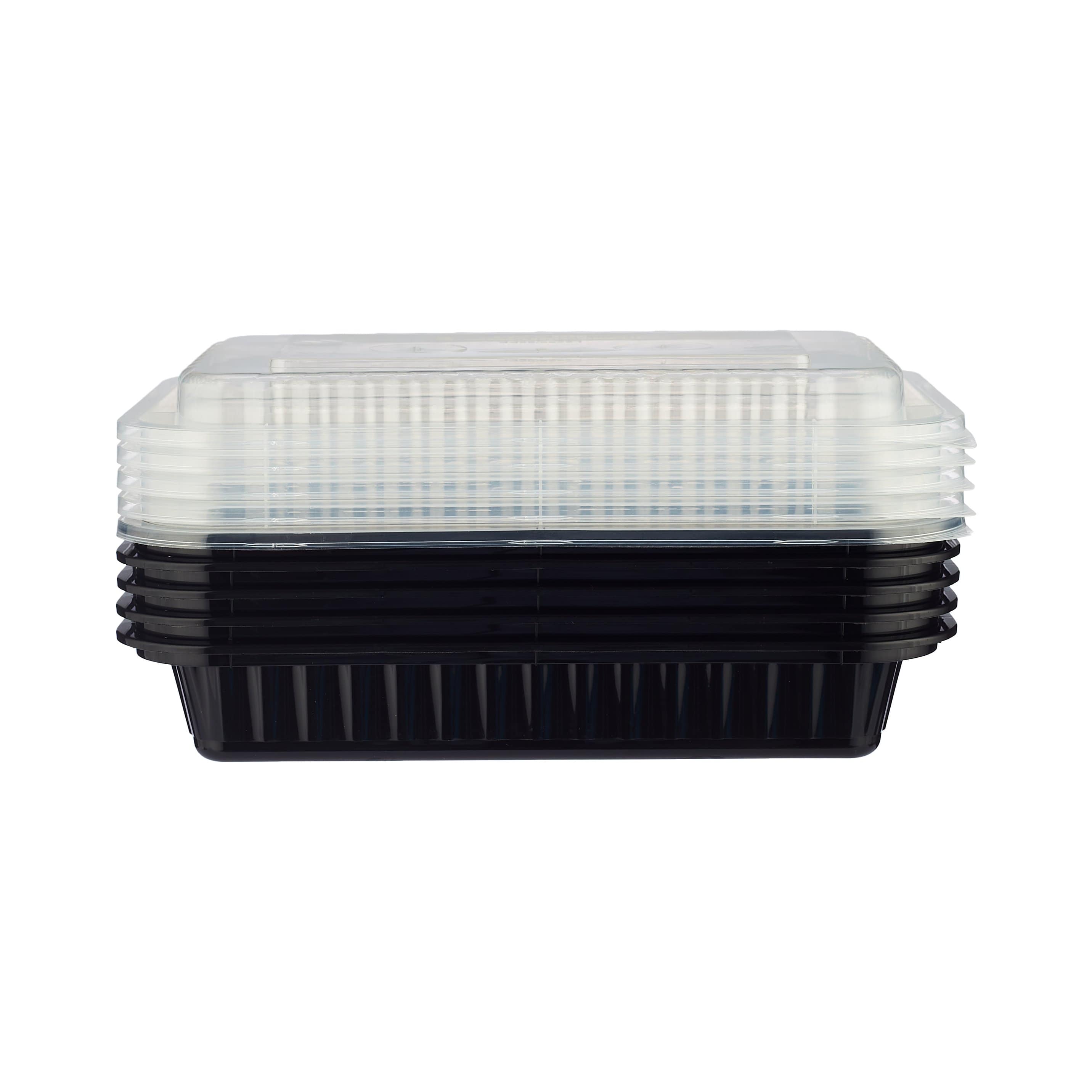 AHD Rectangular Black Plastic Container Set 28 oz. (006) - 150/Case 