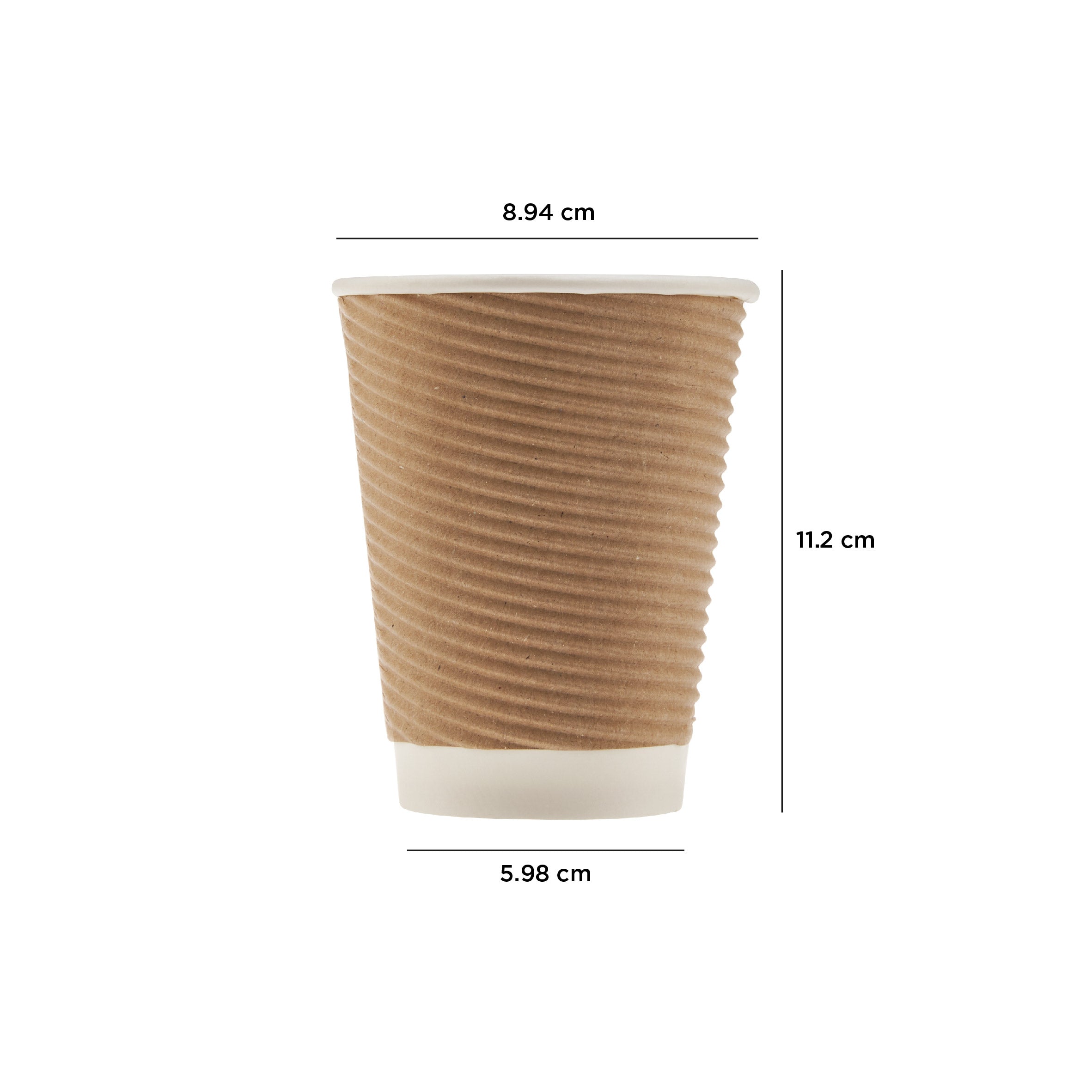 12 oz Kraft Paper Coffee Cup - Ripple Wall - 3 1/2 x 3 1/2 x 4 1/4 - 500  count box
